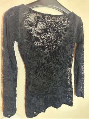 Vintage 90’s georges marciano sheer velvet fitted top
